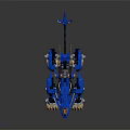 Blue Mechanical Beast Character With Yellow Eyes Sharp Claws And Spiked Tail 3d model