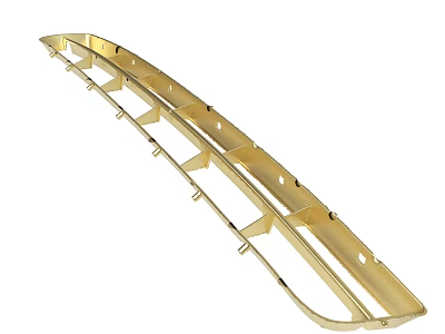 Golden Metal Automotive Trim Strip With Holes And Mounting Brackets 3d model