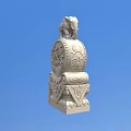 Traditional Architectural Component With Elephant Sculpture Circular Drum And Carved Base Patterns