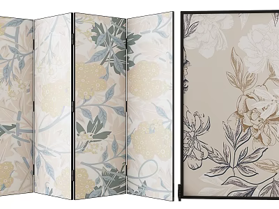 Room Divider Screens With Floral Patterns Decoration 3d model