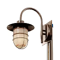 Outdoor Wall Mounted Metal Light With Curved Arm And Glass Shade