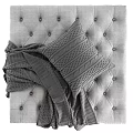 Cozy Gray Sofa Bench With Wooden Legs Upholstered Seat And Knitted Blanket