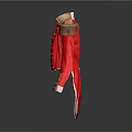 Red Military Jacket With Gold Buttons Epaulets And White Formal Pants