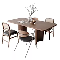 Middle style dining table and chair combination 3d model