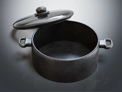 Sturdy Cooking Pot With Transparent Lid And Two Side Handles For Home Kitchen 3d model