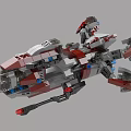 Building Block Spaceship With Flames Fighter Crafts And Stars In Space