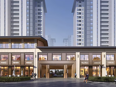 Aerial Planning of Modern Residential Complex With High Rise Buildings Commercial Podium and Pedestrian Walkways 3d model