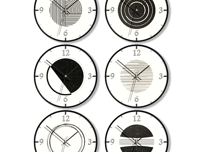 Various Decorative Wall Clocks Featuring Different Modern Design Patterns For Home Decor 3d model