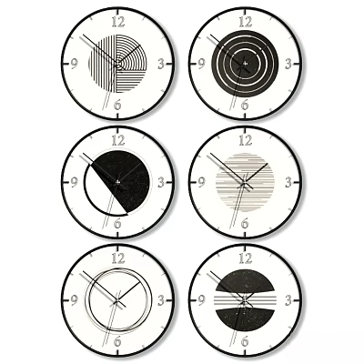 Various Decorative Wall Clocks Featuring Different Modern Design Patterns For Home Decor 3d model