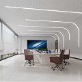 Modern Meeting Room Interior With Long Table Brown Chairs White Walls And Large Windows