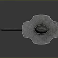 Silver Long Sword With Red Flame Patterns And Textured Hilt On Dark Background