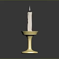 Elegant Golden Candlestick With White Candle On Black Surface And Reflection 3d model