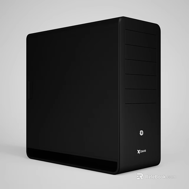 Black X-craft Desktop PC Case With Modern Design And Vertical Front Stripes 3d model 