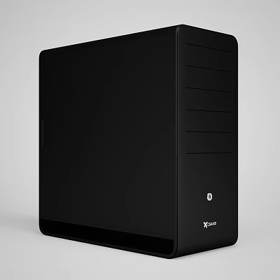 Black X-craft Desktop PC Case With Modern Design And Vertical Front Stripes 3d model