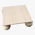 Wooden Coffee Table with Light Colored Top Supported by Spherical Legs 3d model