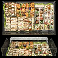 Assorted Fresh Food Display with Sandwiches Salads and Snacks on Buffet Table
