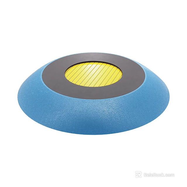 Non Slip Round Blue Sports Equipment with Yellow Mesh Center for Balance Training 3d model 