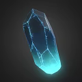 Glowing Blue Polyhedral Crystal with Transparent Facets and Light Effects 3d model