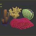 Coral Shaped Sculpture Carving With Various Colors And Textured Designs On