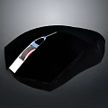 Adorable Little Mouse On Black Mat With Red Blue White Stripes Design