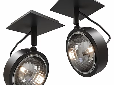 Modern Black Recessed Downlights and Spotlights with Reflector Design and Bright Illumination 3d model