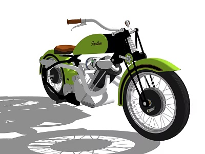 Vintage Green And Black Motorcycle With Brown Seat Classic Design Side View 3d model