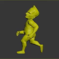 Cartoon Character Running In Blue Vest With BIGGY Label Black Shorts And Red Sneakers