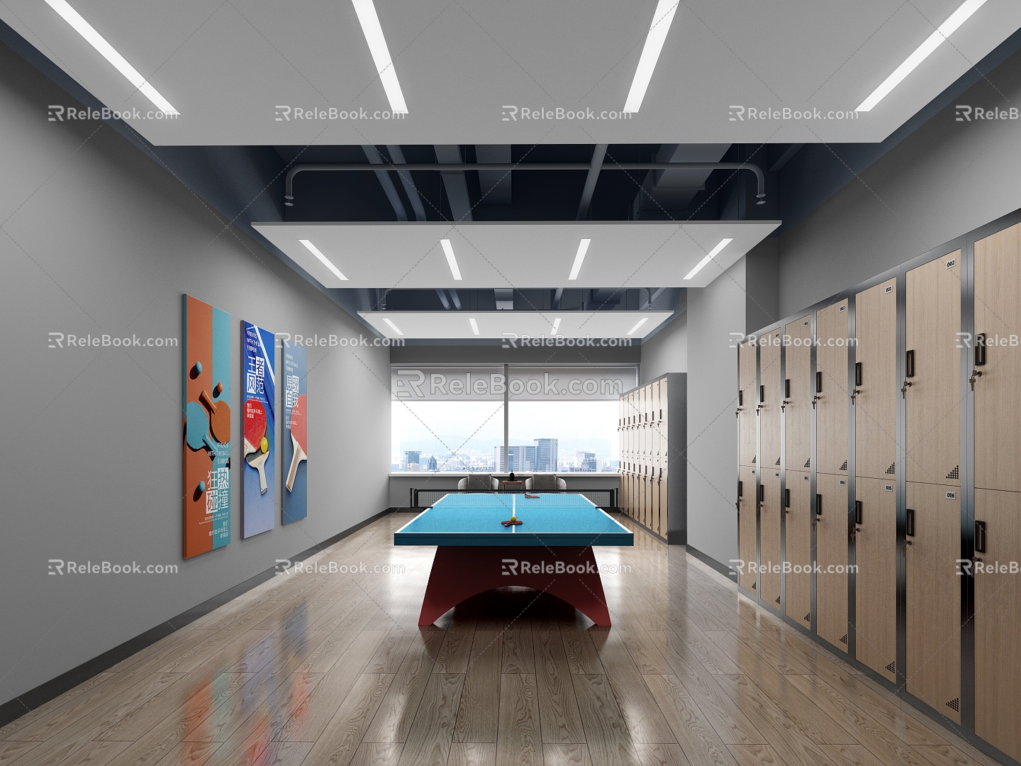 Modern table tennis room 3d model