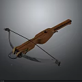 Traditional Handcrafted Crossbow With Wooden Body Blue Bowstring And Metal Trigger