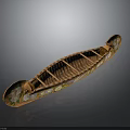 Artisan Crafted Handwoven Decorative Boat With Intricate Orange Green White Patterns On Bow And Stern
