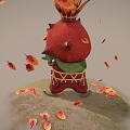 Cartoon samurai ninja deciduous maple leaf 3d model