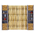Bamboo Partition Design With Brick Wall Sides Featuring Decorative Shelves And Ornamental Vases