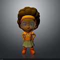 Cartoon Character Featuring Brown Curly Hair Large Glasses Orange Top Green Skirt Red Boots