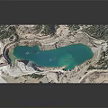 Water Birds Near Blue Lake In Sandy Terrain With Green Trees Model