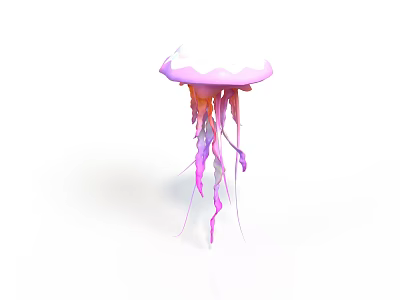 Decorative Jellyfish Like Plant With Pink Purple Tentacles On White Background 3d model