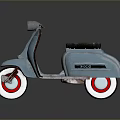 Light Blue Vintage Scooter Model With Black Seat White Wheels Red Rims And 200 Logo