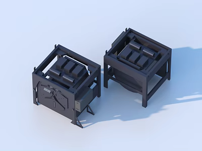 Modern Black Square Storage Containers With Layered Sections For Home Organization 3d model