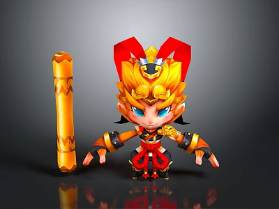 Cartoon Themed Household Decor Item With Yellow Hair Red Accents And Long Yellow Accessory 3d model