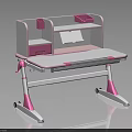 Pink And White Kids Study Desk With Adjustable Height Drawer Storage Shelf And Rolling Casters