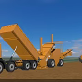 Bright Orange Heavy Duty Construction Dump Trucks And Other Professional Worksite Engineering Machinery