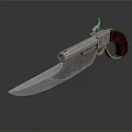 Vintage Pistol Style Combination Weapon With Metal Structure Red Grip And Blade Design
