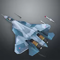 Advanced Camouflage Fighter Jet With Attached Missiles And Red Star Markings