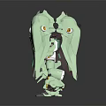 Green Mecha Character Featuring Biological Elements Two Wing Like Structures And Orange Eyes 3d model