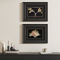 French Vintage Hanging Paintings 3d model