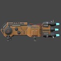 Futuristic Detailed Orange Sci-Fi Mechanical Vehicle with Thrusters Legs and 113UPZ Design