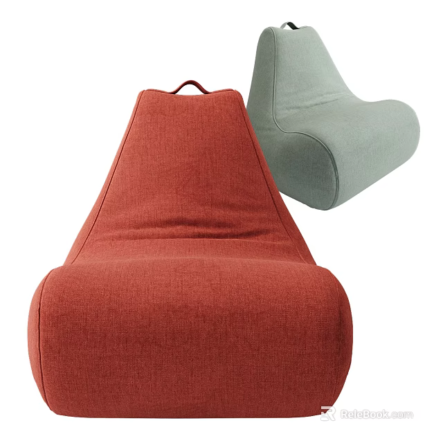 Red and Light Green Fabric Bean Bag Chairs for Comfortable Home Seating 3d model 