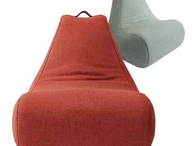 Red and Light Green Fabric Bean Bag Chairs for Comfortable Home Seating 3d model