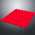Red Architectural Roof Tile With Corrugated Surface And Overlapping Design 3d model