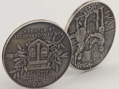Vintage Silver Commemorative Coins With Engraved Historical Designs And Inscriptions From 1925 3d model