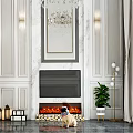 Elegant Duplex Living Room Interior With Crystal Chandelier Green Artwork And White Sofa